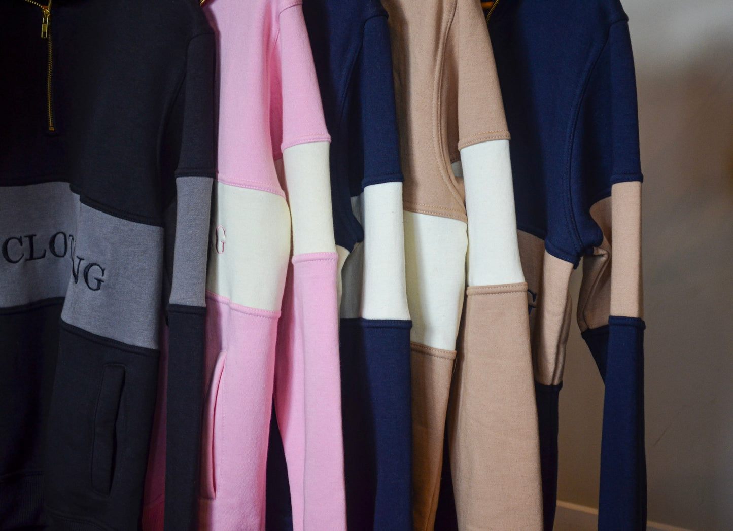 Pink and Cream GDH Clothing Quarter Zip Jumper