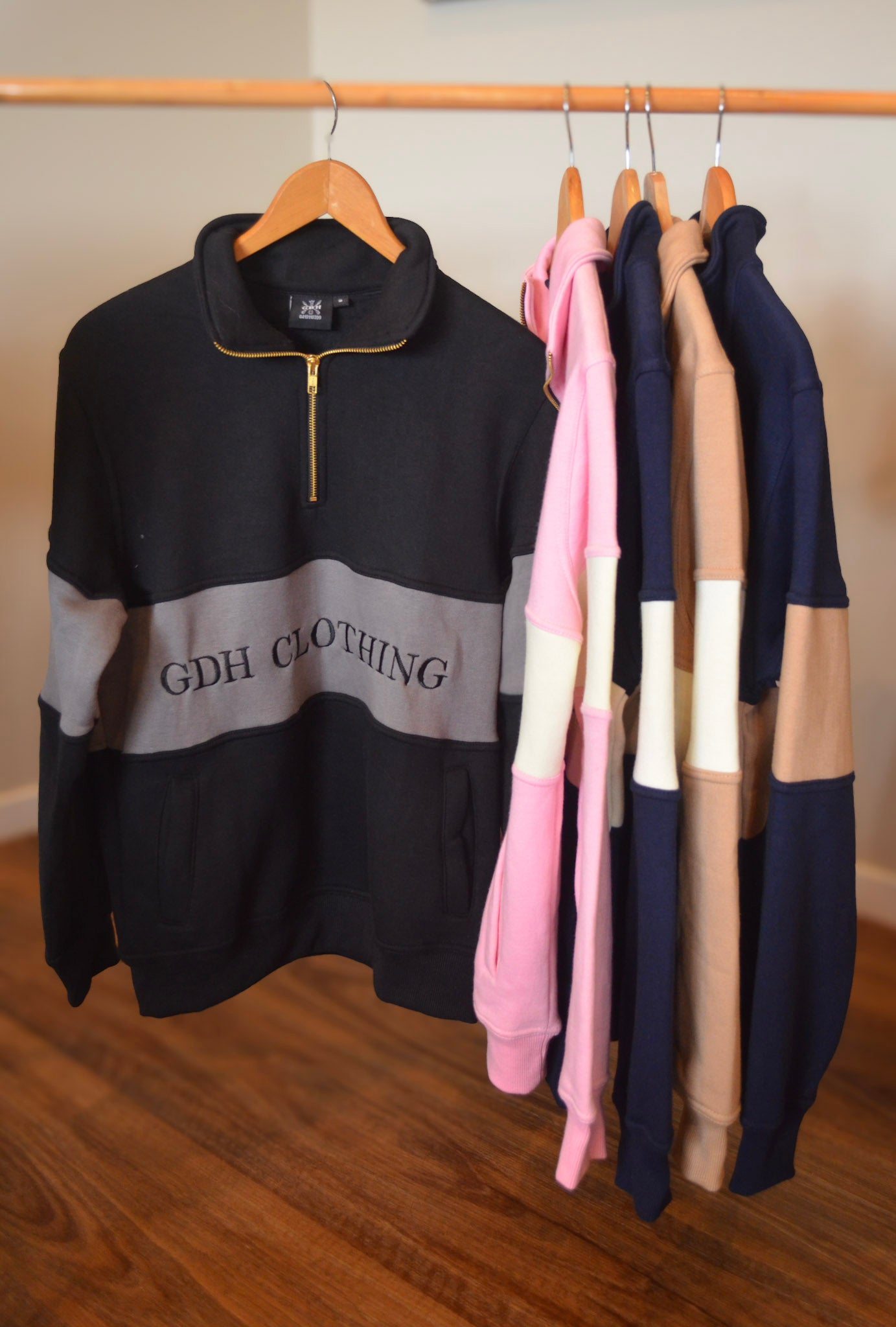 Black and Grey GDH Clothing Quarter Zip Jumper