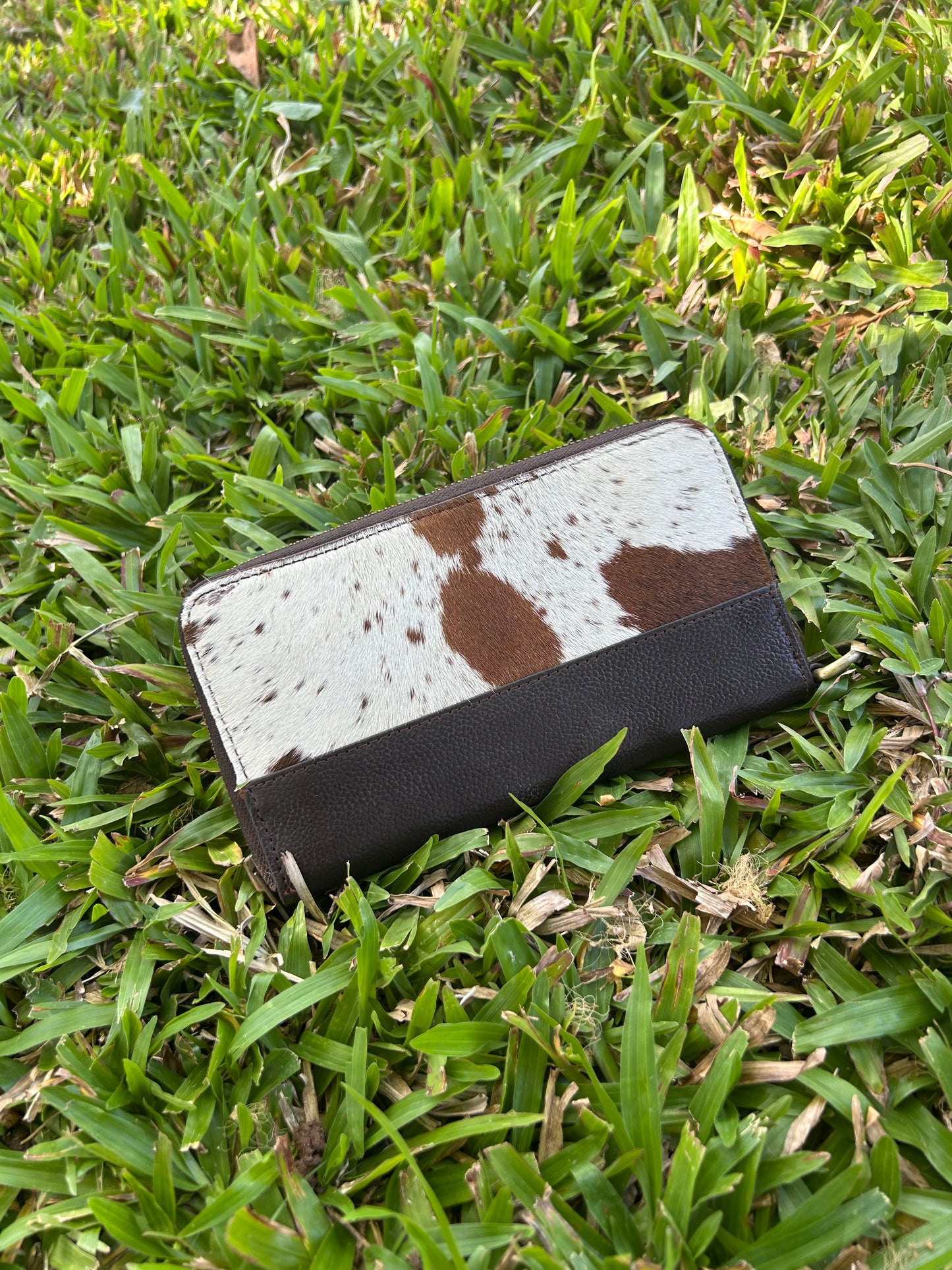 Dark Brown Leather Single Zipper Purse 9