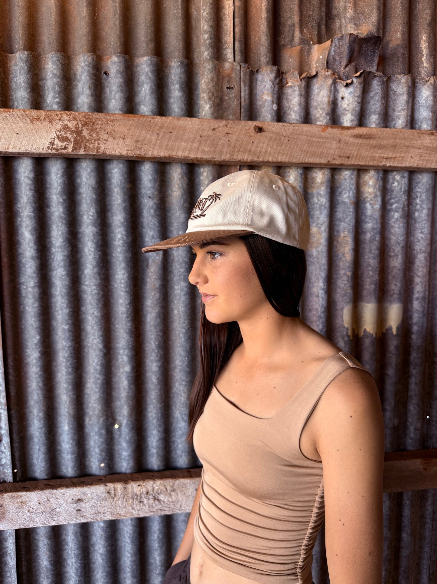 Chocolate and Beige Classic 5 Panel Cap