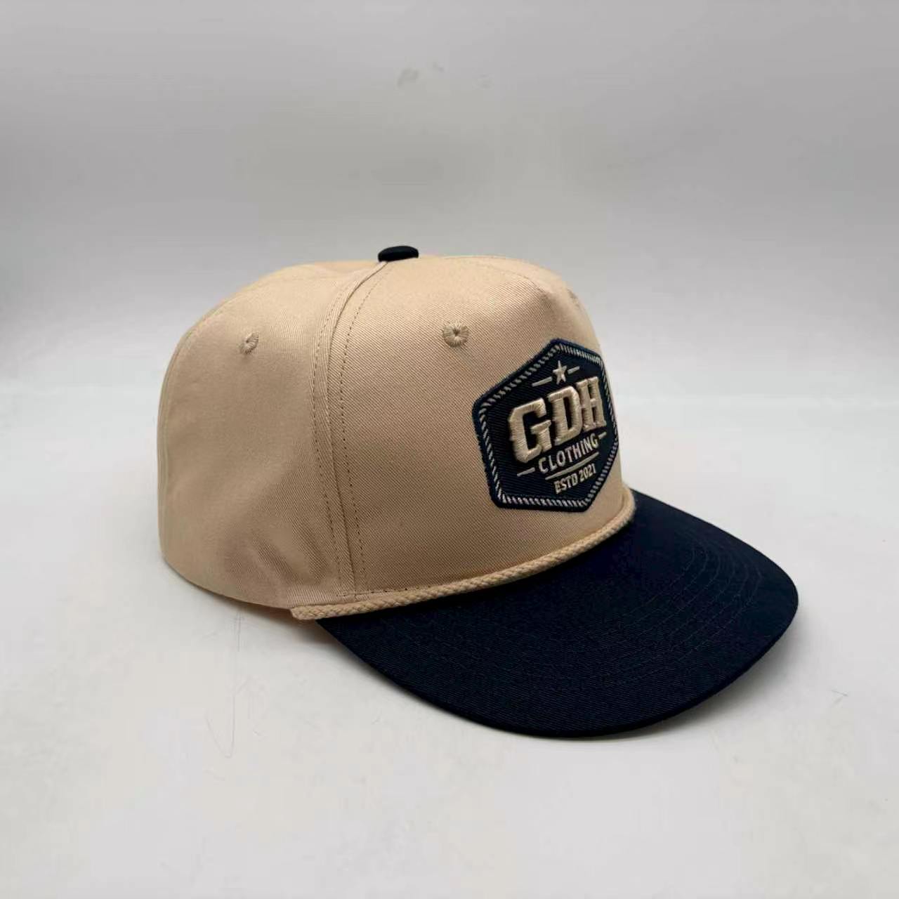 Navy and Beige Full Fabric Trucker Cap