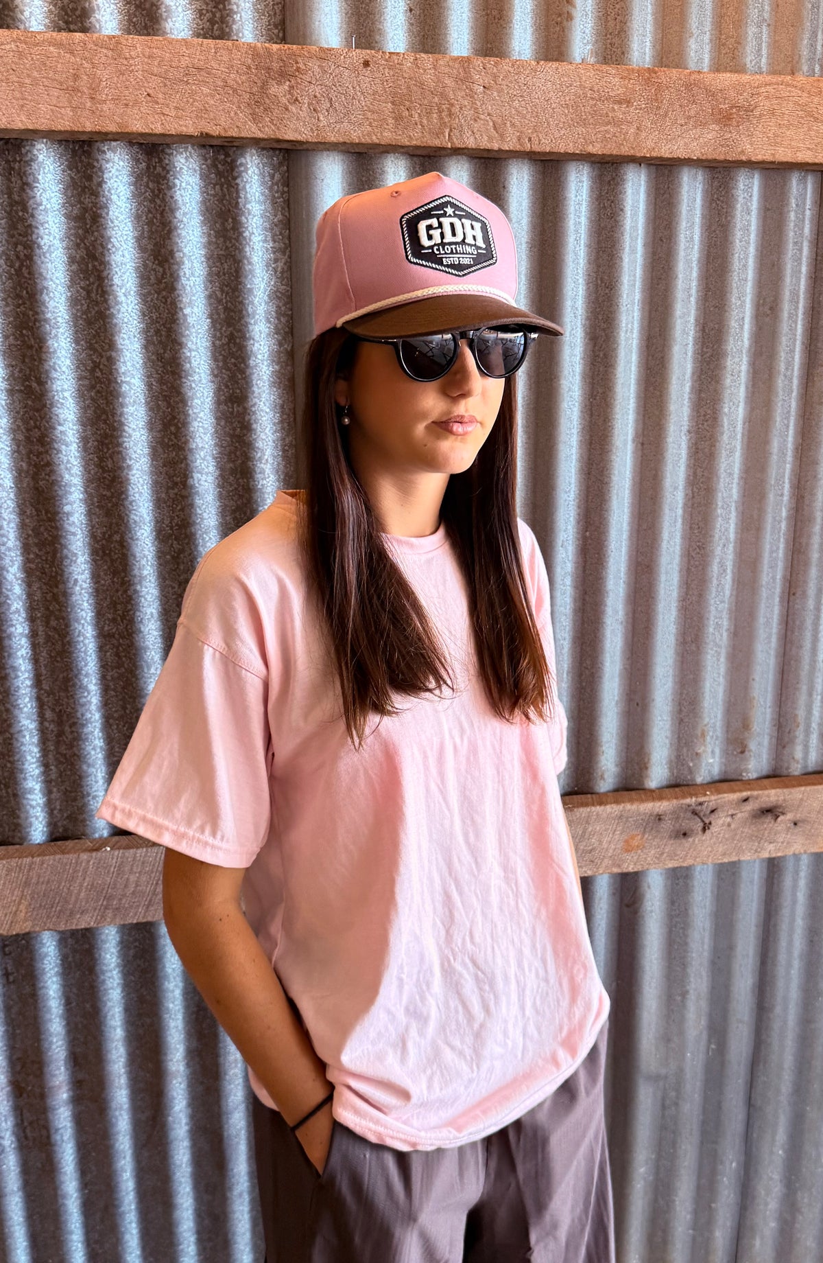 Pink and Chocolate Full Fabric Trucker Caps
