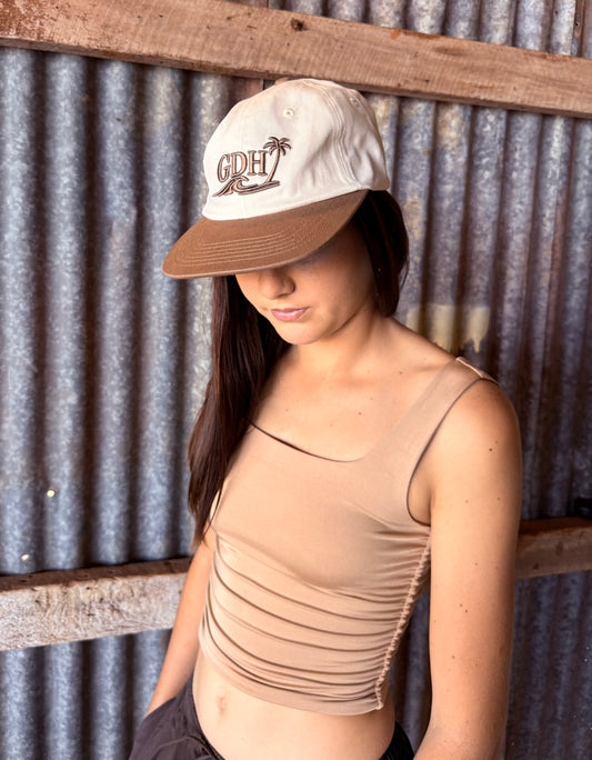 Chocolate and Beige Classic 5 Panel Cap
