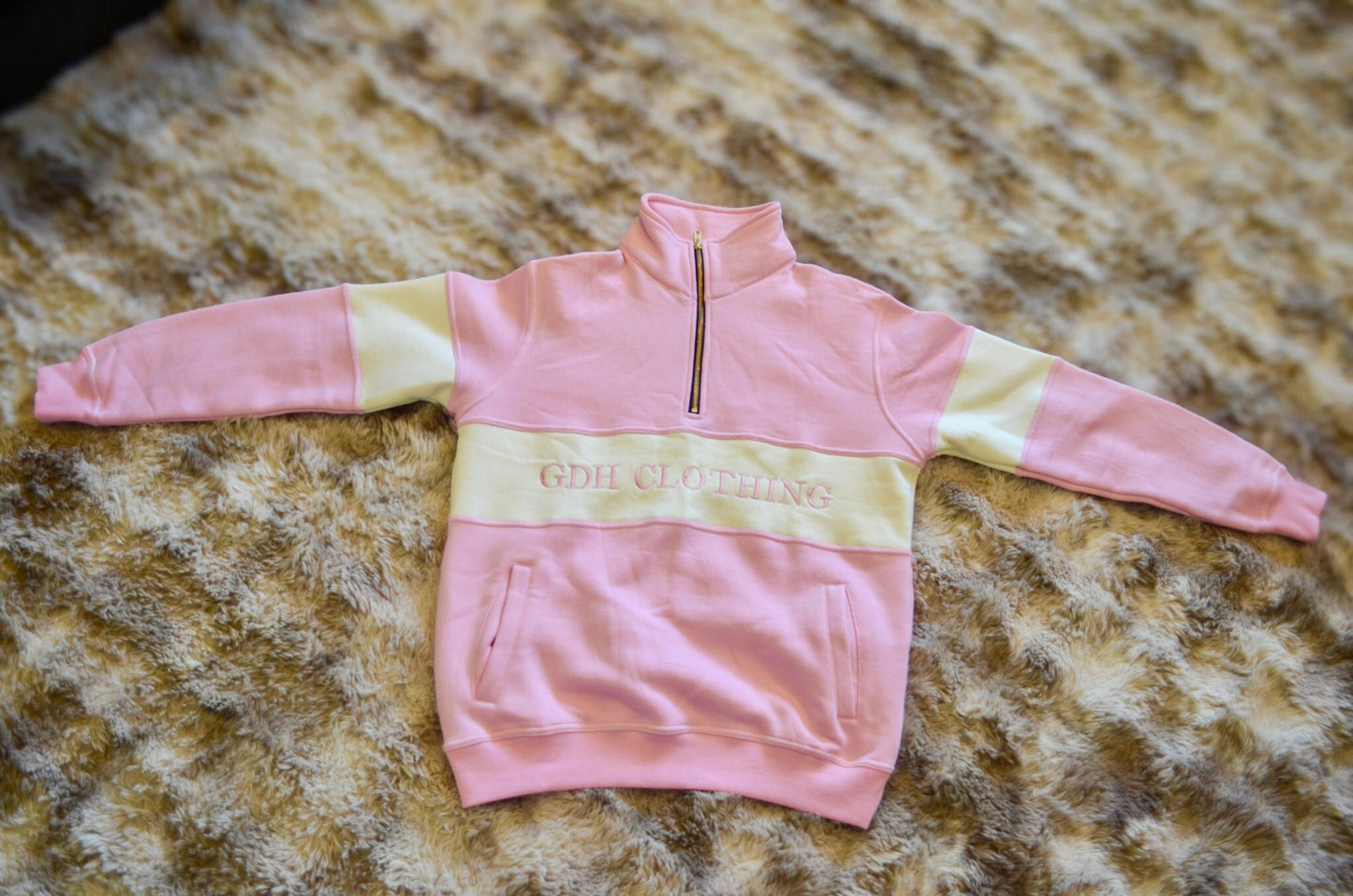 Pink and Cream GDH Clothing Quarter Zip Jumper