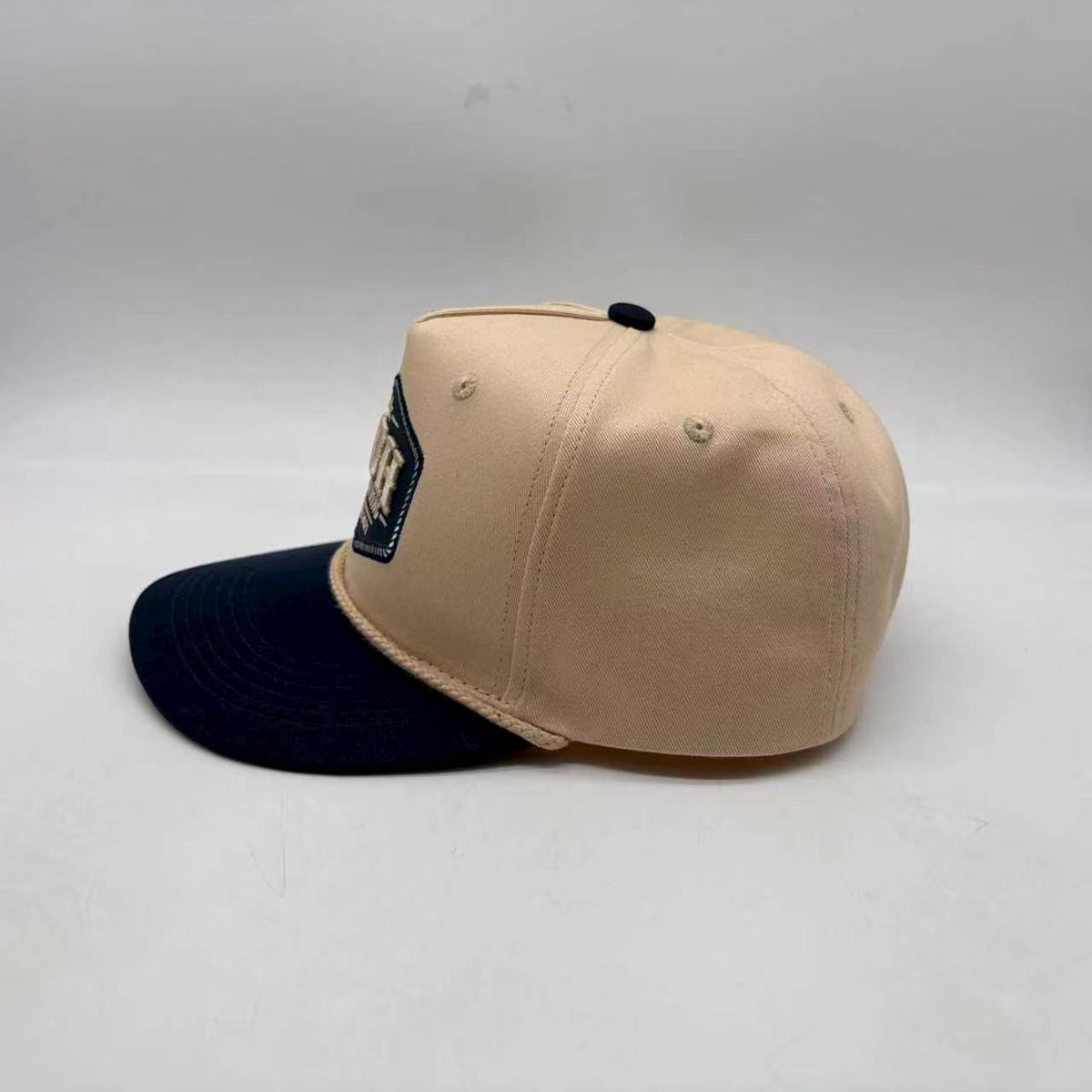 Navy and Beige Full Fabric Trucker Cap