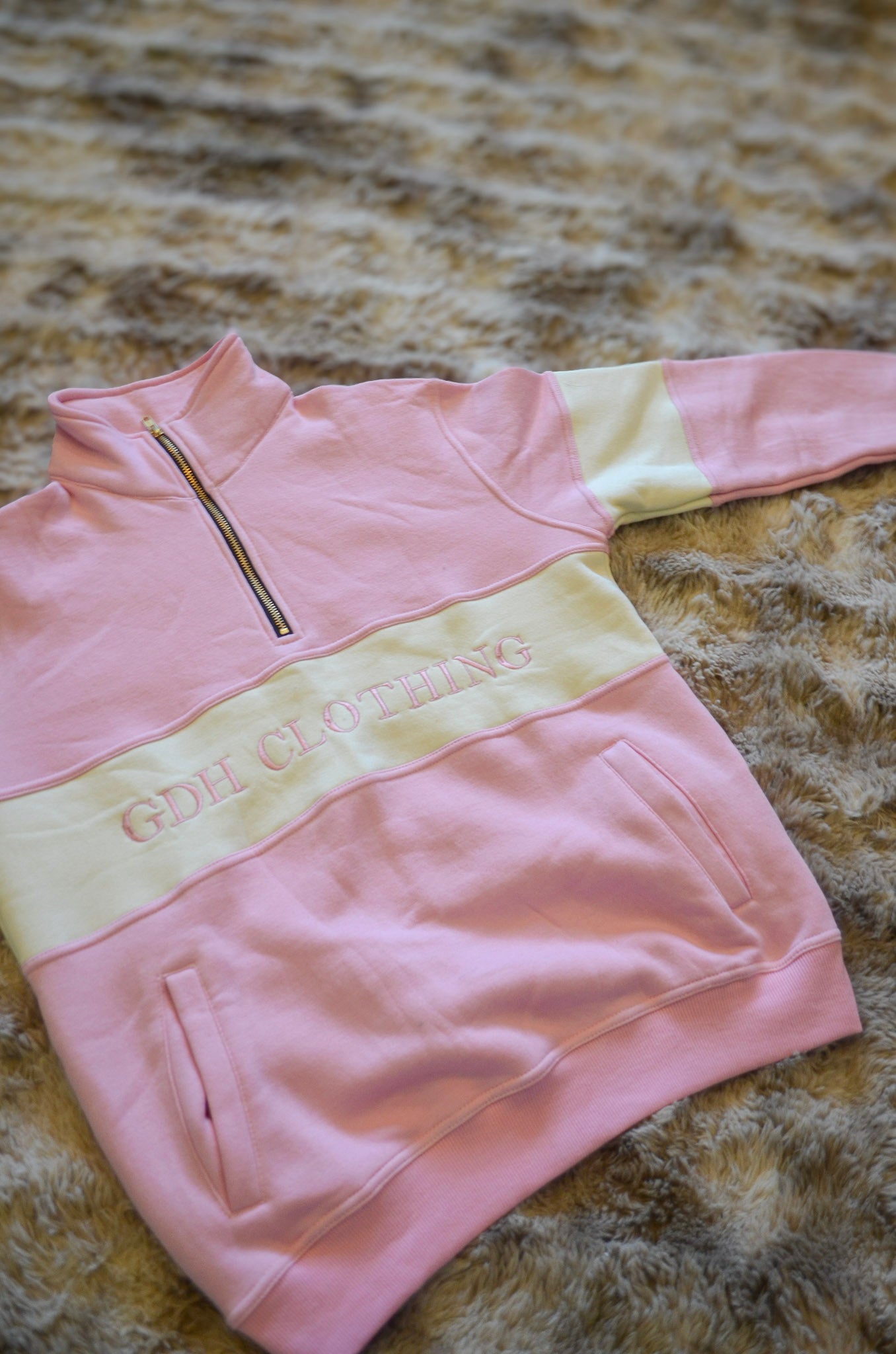 Pink and Cream GDH Clothing Quarter Zip Jumper