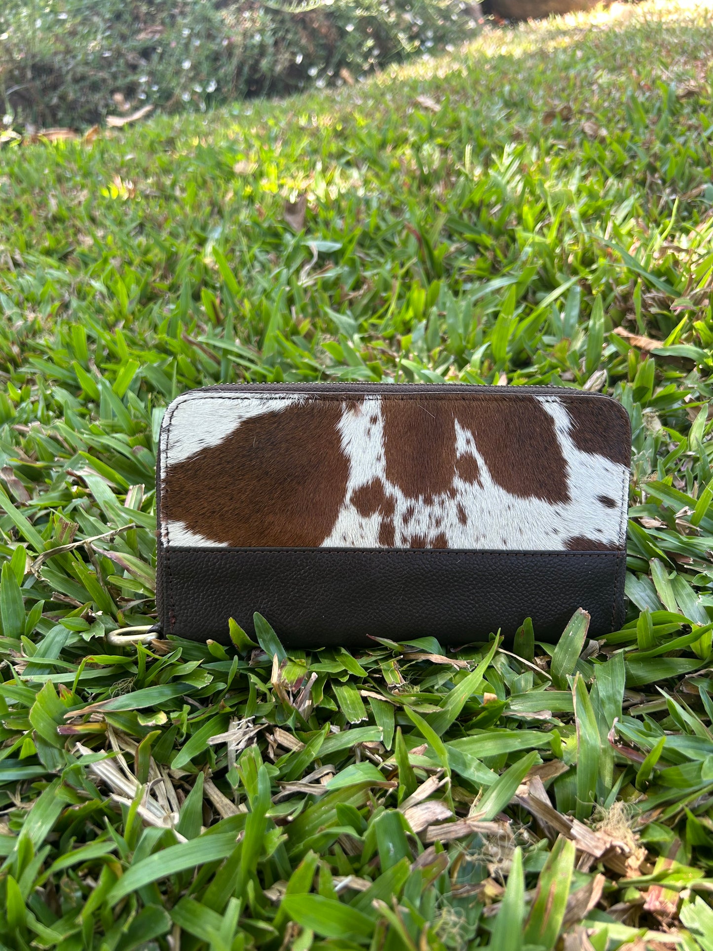 Dark Brown Leather Single Zipper Purse 9