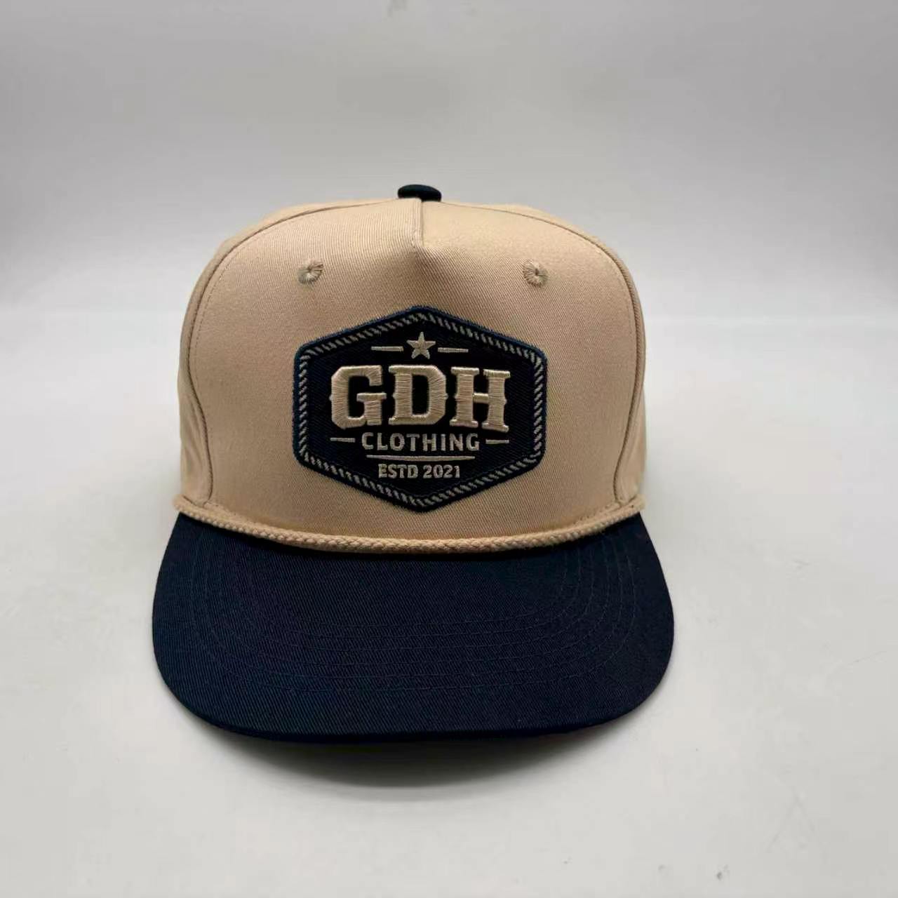 Navy and Beige Full Fabric Trucker Cap