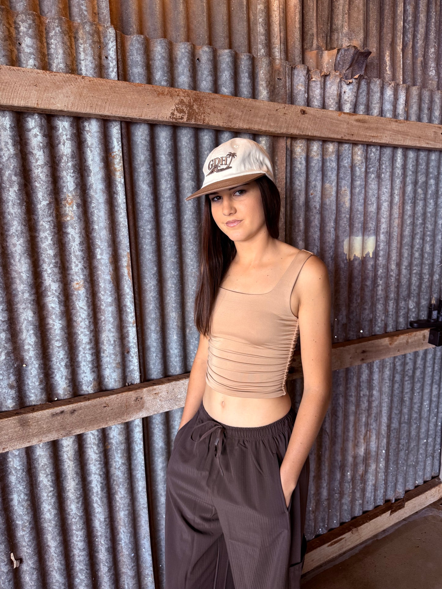 Chocolate and Beige Classic 5 Panel Cap