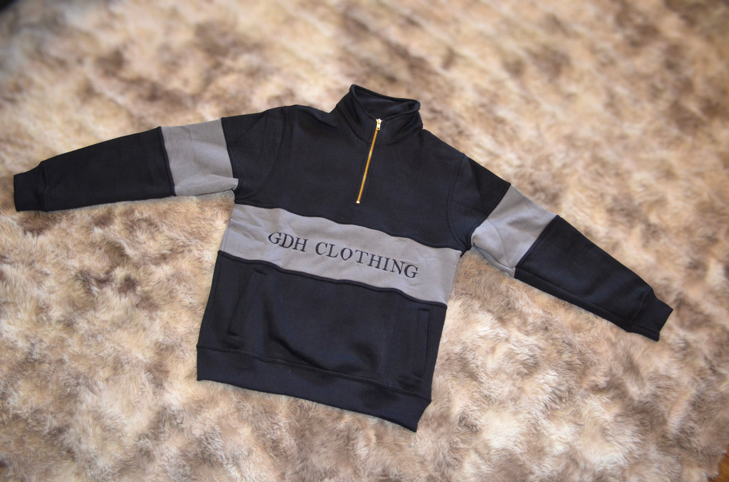 Black and Grey GDH Clothing Quarter Zip Jumper